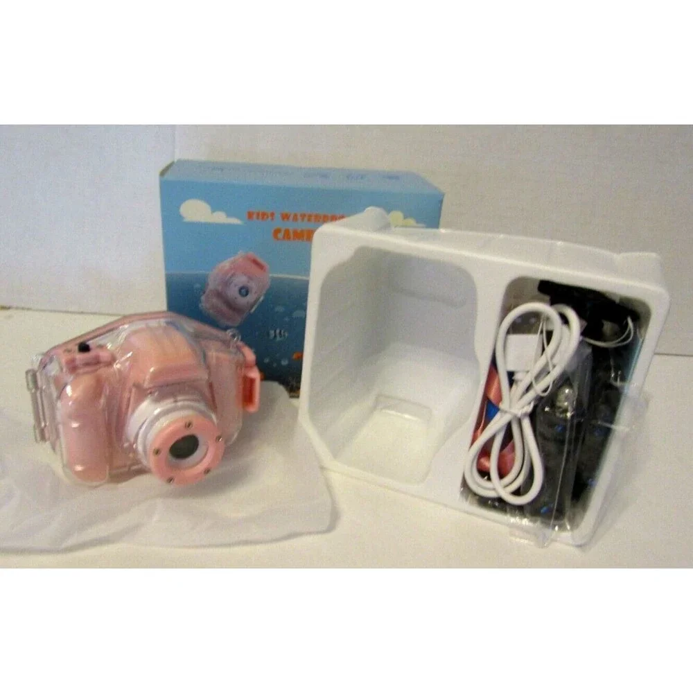 Agoigo Kids Waterproof Camera Pink 2 inch Screen Comes With Extra Set Blue NIB